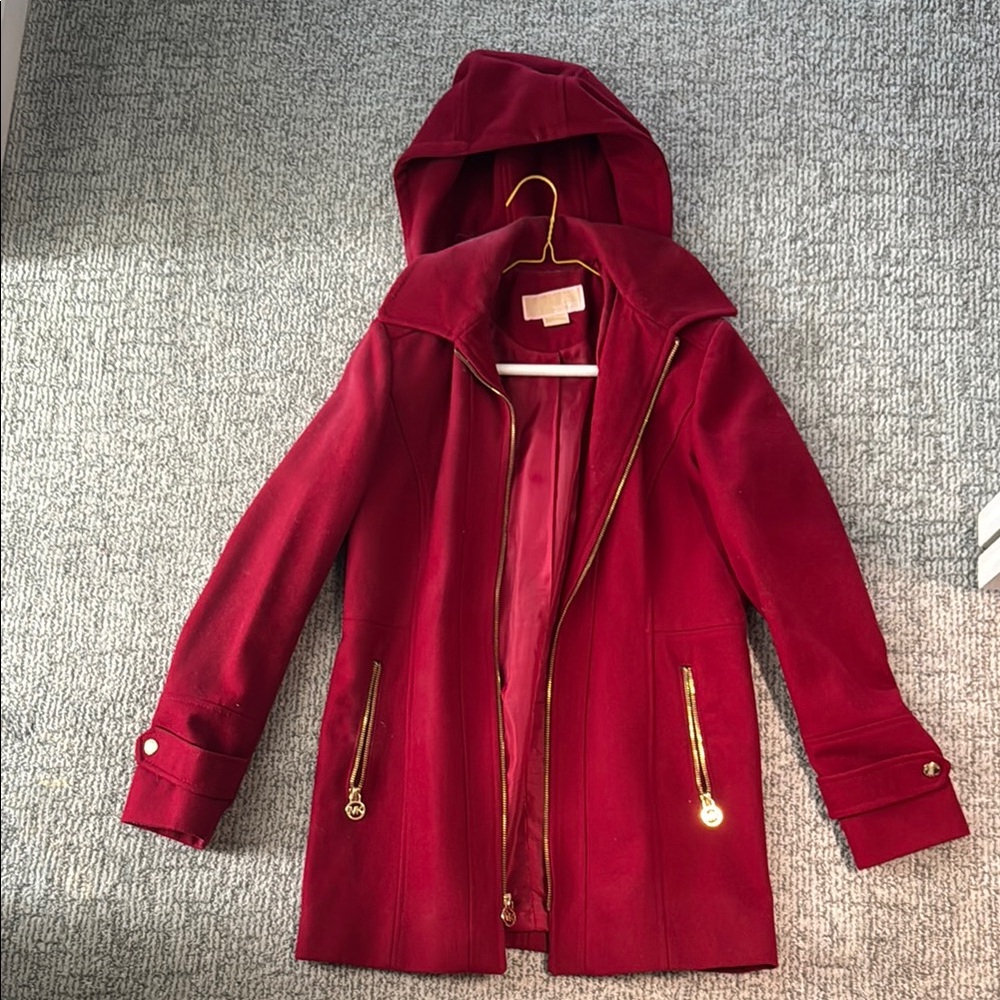 MICHAEL Michael Kors Red Pea Coat Velvet Finish
